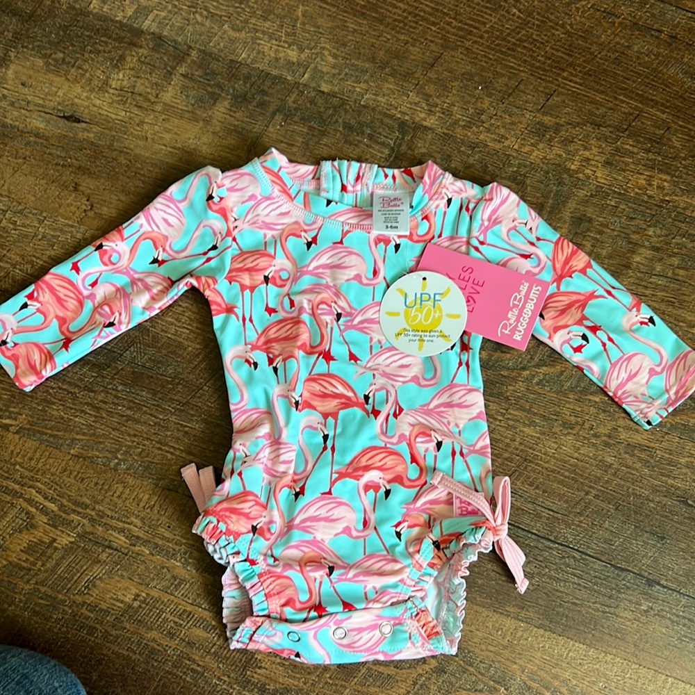 Ruffle Butts one piece swim suit, SZ 3-6 months , NEW WITH TAGS